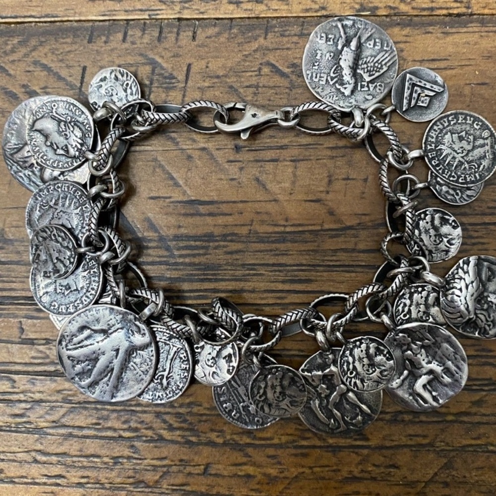 Silpada Silver Charm Bracelet with Coin Accents